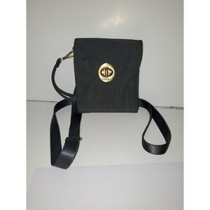 A Bagollini Crossbody Organizer Wallet Purse Clutch Wristlet Black Nylon
